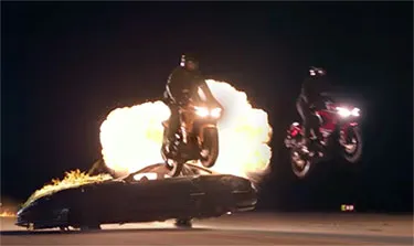 Bajaj Pulsar sets the track on fire with a show of daredevilry