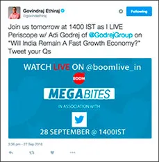 Twitter India and Ping Network launch live video interview series #MegaBites