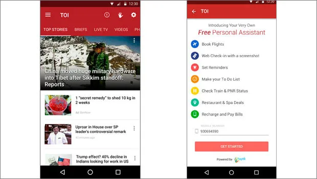 Haptik integrates its Chatbot with The Times of India App, enables a transactional assistant