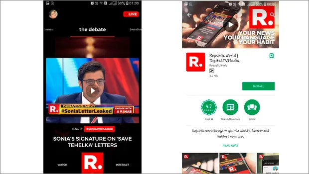 Republic TV launches mobile app, claims to be world’s lightest