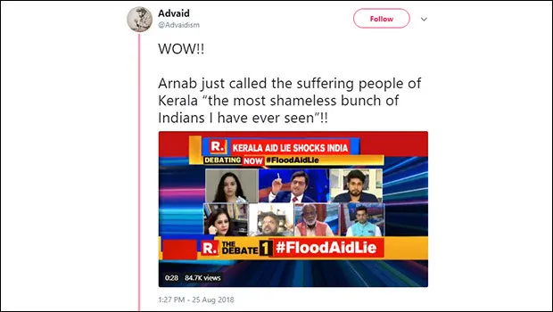 After Arnab Goswami targets fake news on Kerala floods, trolls spread fake news about him