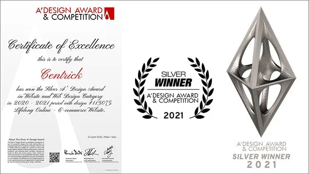 Centrick brings home Silver at A' Design Award held in Como, Italy