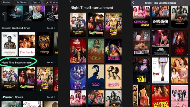 Airtel Xstream removes "Night Time Entertainment" block offering adult/vulgar content